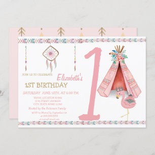Dream Catcher,Arrows,FlamingoBirthday Einladung