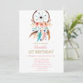Dream Catcher, Boho Birthday Einladung (Stehend Vorderseite)