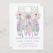 Dream Catcher Boho Feathers Arrows Invasion Einladung (Vorne/Hinten)