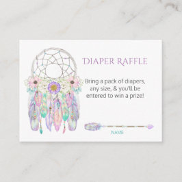 Dream Catcher Feathers Pastels Diaper Raffle Begleitkarte