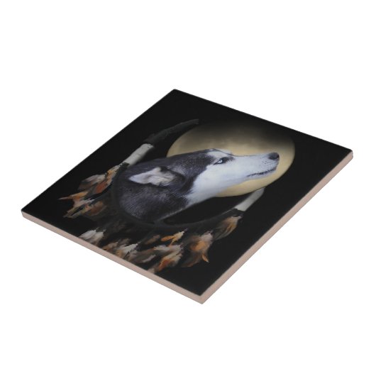 Dream Catcher Husky Art Tile Fliese (Seite)