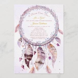 Dream Catcher mit Feathers Girl Babydusche Einladung