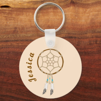 Dream Catcher mit Federn und türkisfarbenen Perlen Schlüsselanhänger