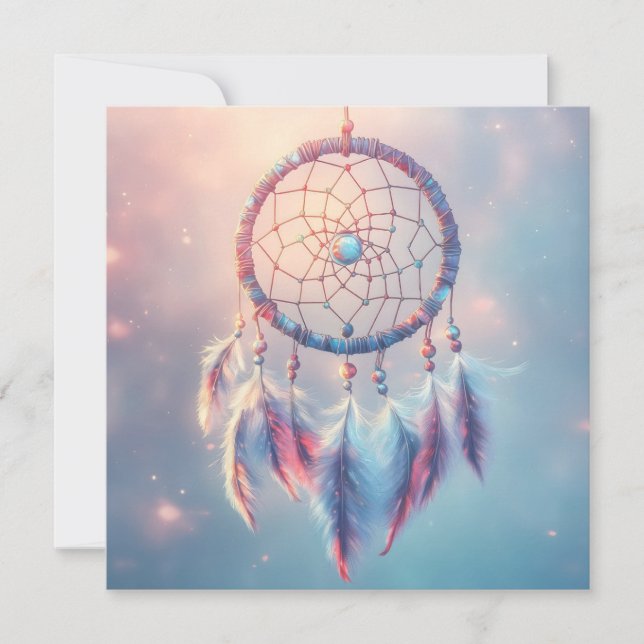 Dream Catcher mit weichen Federn und Perlen (Vorderseite)