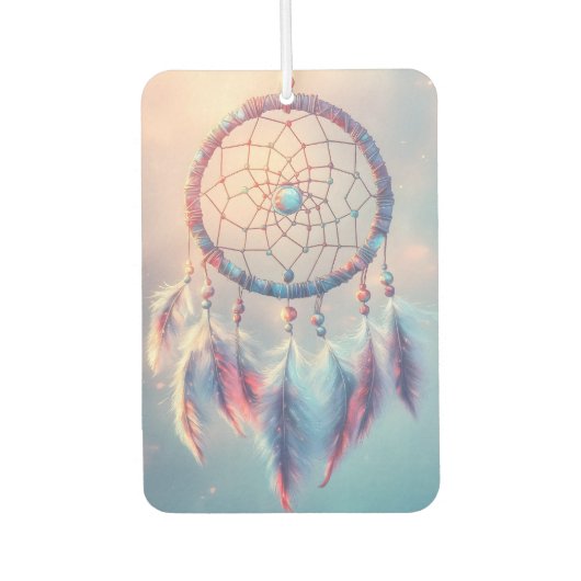 Dream Catcher mit weichen Federn und Perlen Autolufterfrischer (Vorderseite)