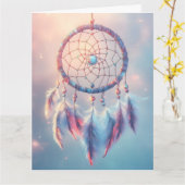 Dream Catcher mit weichen Federn und Perlen Karte (Gelbe Blume)