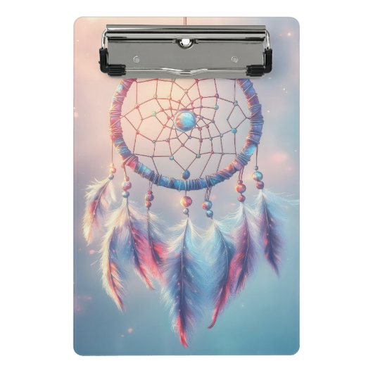 Dream Catcher mit weichen Federn und Perlen Mini Klemmbrett (Vorderseite)