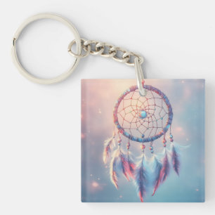 Dream Catcher mit weichen Federn und Perlen Schlüsselanhänger