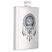Dream Catcher mit Wolfshintergrund Flachmann (Rechts)