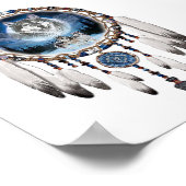 Dream Catcher mit Wolfshintergrund Poster (Ecke)