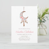 Dream Catcher Pink Boho Kinderdusche Einladung (Stehend Vorderseite)