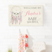 Dream Catcher Pink Gray Elvory Feathers Banner (Insitu)