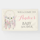 Dream Catcher Pink Gray Elvory Feathers Banner (Horizontal)