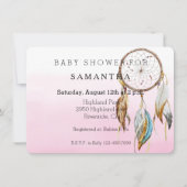 Dream Catcher Pink Wasserfarben Babydusche Einladung (Vorderseite)