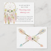 Dream Catcher Pink Yellow Baby Dusche Buchanfrage Begleitkarte (Vorne/Hinten)