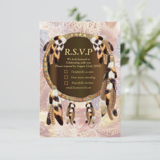 Dream Catcher RSVP Karte (Stehend Vorderseite)