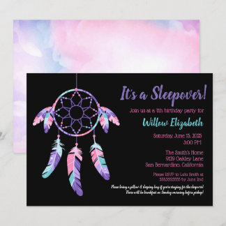 Dream Catcher Sleepover Kindergeburtstag Party Einladung