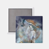Dream Catcher - Spirit Wolf Art Magnet (Vorderseite/Rückseite)