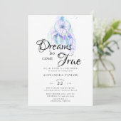 Dream Catcher Watercolor Blue Boy Baby Dusche Einladung (Stehend Vorderseite)