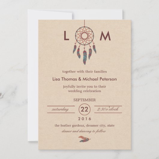 Dream Catcher Wedding Einladung (Vorderseite)