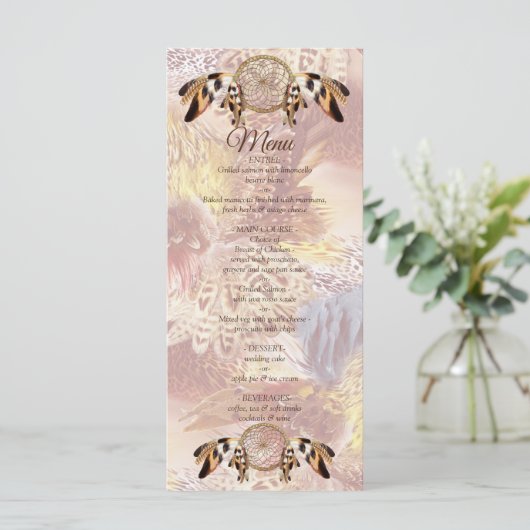 Dream Catcher Wedding Menu Menükarte (Stehend Vorderseite)