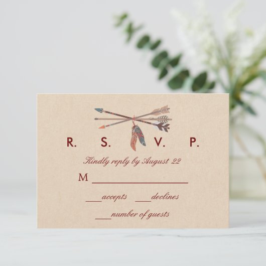 Dream Catcher Wedding RSVP Card (Stehend Vorderseite)