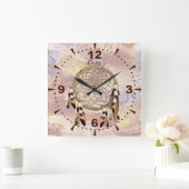 Dream Catcher-Wohngestaltung Quadratische Wanduhr (Zuhause)