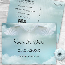 Dream Cloud Angel Wings QR-Code Save the Date Ankündigungspostkarte