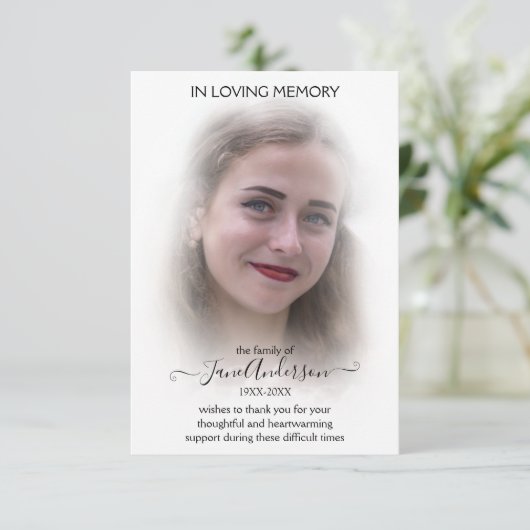 Dream Cloud Beileid Beerdigung Foto Danke Karte (Stehend Vorderseite)