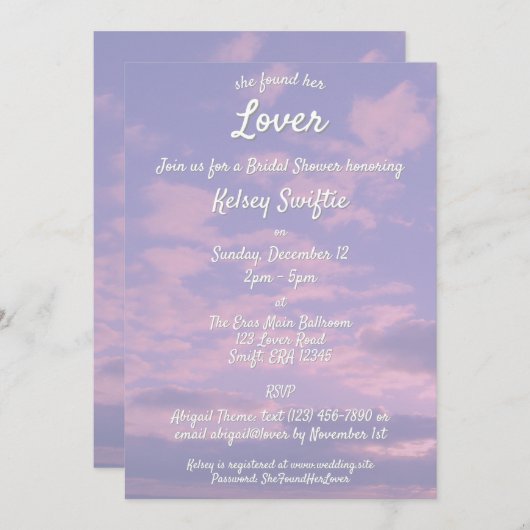 Dream Clouds Lover Brautparty Einladung (Vorne/Hinten)