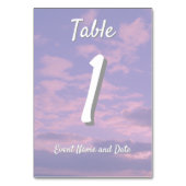 Dream Clouds Lover Theme Tischnummer (Vorderseite)