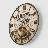 Dream Coffee Rustic Farmhouse Bar Kitchen Decor Große Wanduhr (Winkel)
