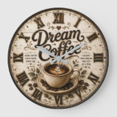 Dream Coffee Rustic Farmhouse Bar Kitchen Decor Große Wanduhr (Vorderseite)