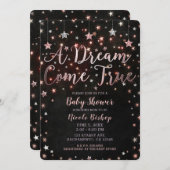 Dream Come - der wahre Schwarze Rose Gold Stars Ki Einladung (Vorne/Hinten)