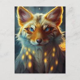 Dream Fantasy Blue Mit Augen Fox Vixen Portrait Postkarte