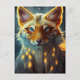 Dream Fantasy Blue Mit Augen Fox Vixen Portrait Postkarte