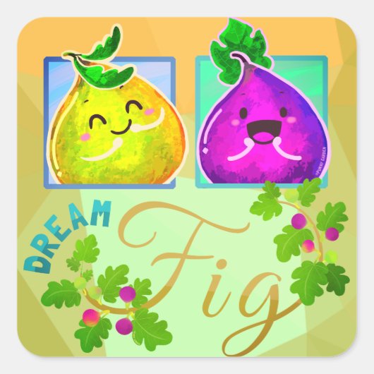 Dream Fig - Punny Garden Square Sticker (Vorderseite)