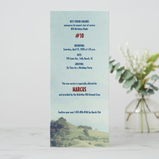 Dream Flight Geburtstagsparty Einladung (Stehend Vorderseite)
