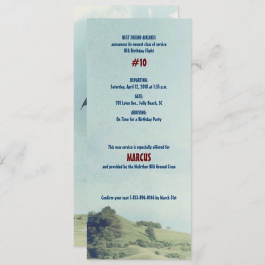 Dream Flight Geburtstagsparty Einladung (Vorne/Hinten)