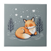 Dream Fox Night Sky Fliese (Vorderseite)