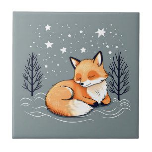 Dream Fox Night Sky Fliese