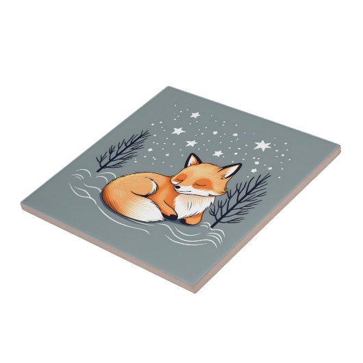 Dream Fox Night Sky Fliese (Seite)