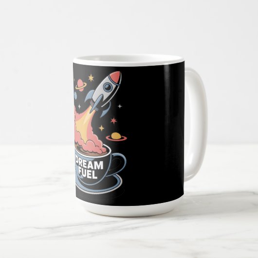 Dream Fuel Graphic: Rocket Launching from Coffee Kaffeetasse (VorderseiteRechts)