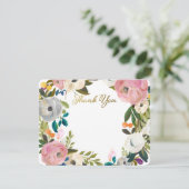 Dream Garden Floral Hochzeit Vielen Dank Flachkart Dankeskarte (Stehend Vorderseite)