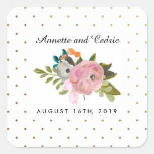 Dream Garden Floral Wedding Custom Gevor Quadratischer Aufkleber