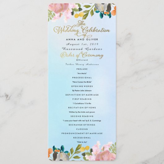 Dream Garden Floral Wedding Program Programm (Vorderseite)