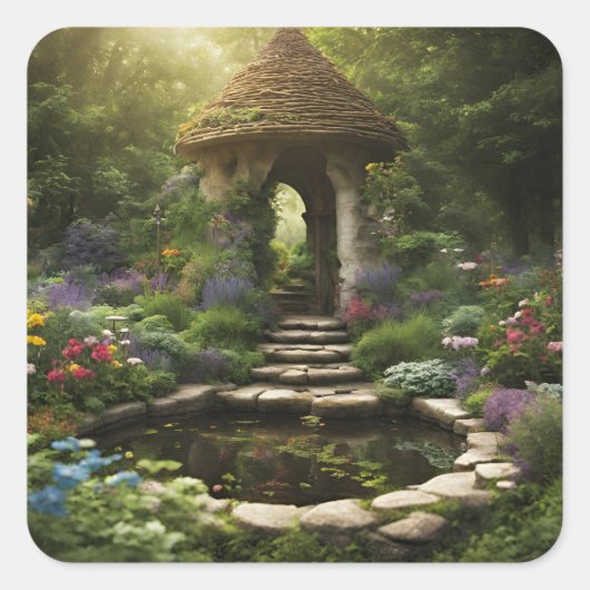 Dream Garden Quadratischer Aufkleber (Vorderseite)