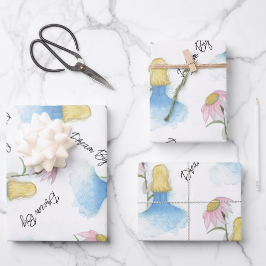 Dream Girl mit Riesengebirge "Dream Big" Geschenkpapier Set (Vorderseite)