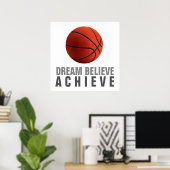 Dream Glaube Basketball Artwork Poster erreichen (Heimbüro)