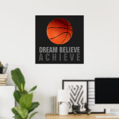 Dream Glaube Erreichen Gray Orange Basketball Poster (Heimbüro)